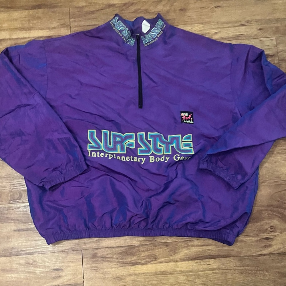 VINTAGE 90’s Surf-Style Purple Pullover Windbreaker